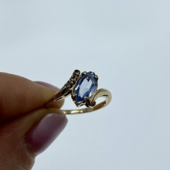 10K Yellow Gold Topaz & Diamonds Ring Size 6.5