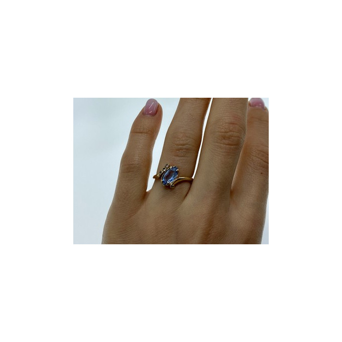 10K YELLOW GOLD TOPAZ & DIAMONDS RING SIZE 6.5