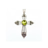 925 Sterling Silver Peridot & Marcasite Cross Pendant