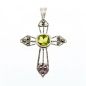 925 Sterling Silver Peridot & Marcasite Cross Pendant