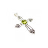 925 Sterling Silver Peridot & Marcasite Cross Pendant