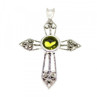 925 Sterling Silver Peridot & Marcasite Cross Pendant