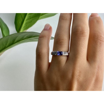 925 Sterling Silver Purple CZ Ring Size 6.5