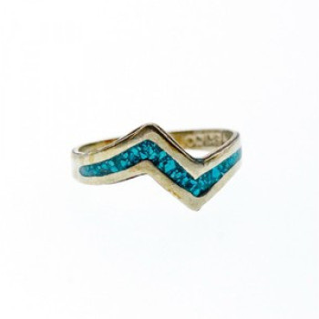 Vintage 925 Sterling Silver Malachite Mosaic Ring Size 6