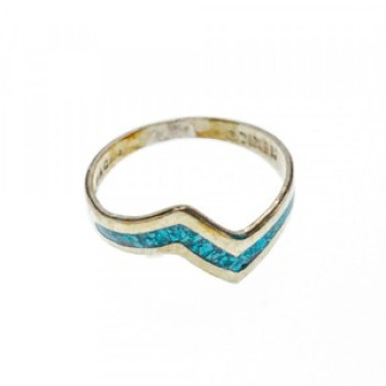 Vintage 925 Sterling Silver Malachite Mosaic Ring Size 6