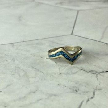 Vintage 925 Sterling Silver Malachite Mosaic Ring Size 6
