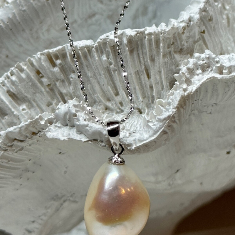925 Sterling Silver Fresh Water Necklace Length 18 Inch