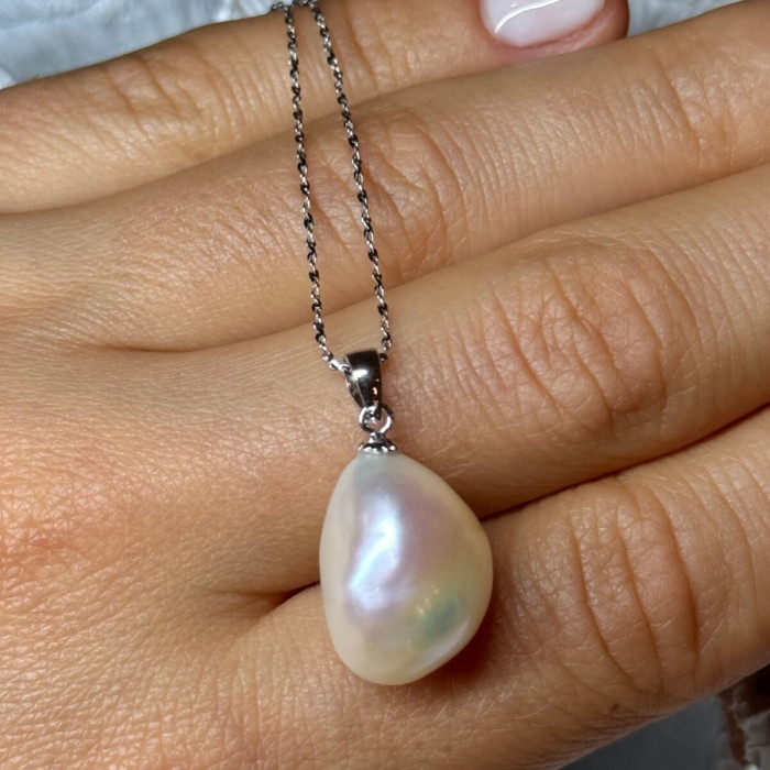 925 Sterling Silver Fresh Water Necklace Length 18 Inch