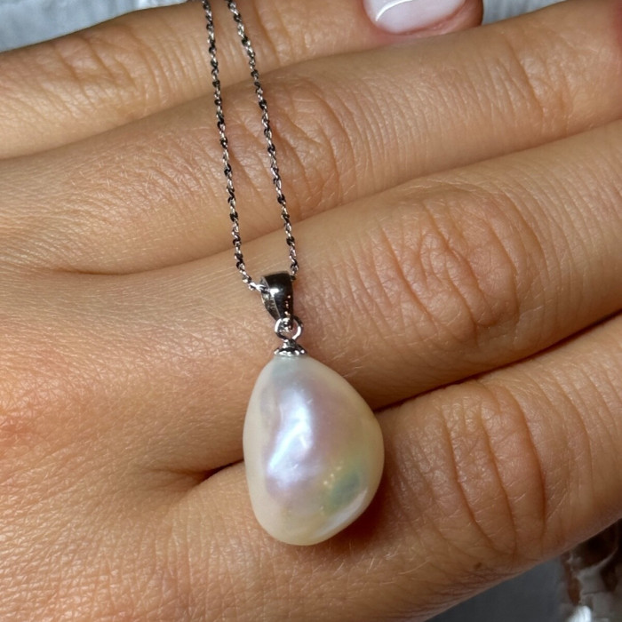 925 Sterling Silver Fresh Water Necklace Length 18 Inch