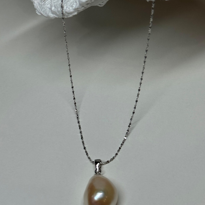 925 Sterling Silver Fresh Water Necklace Length 18 Inch