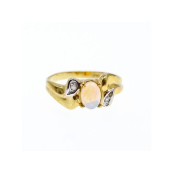 14K YELLOW GOLD OPAL & DIAMONDS RING SIZE 8
