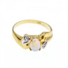 14K Yellow Gold Opal & Diamonds Ring Size 8