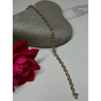 14K YELLOW GOLD ELEGANT BRACELET DIAMONDS LENGTH 7 inch