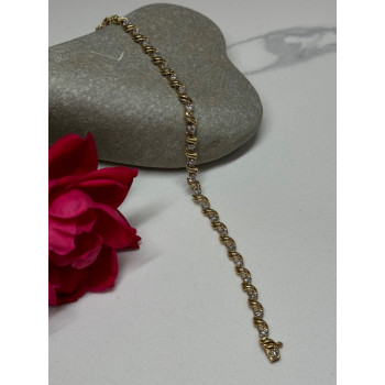 14K YELLOW GOLD ELEGANT BRACELET DIAMONDS LENGTH 7 inch