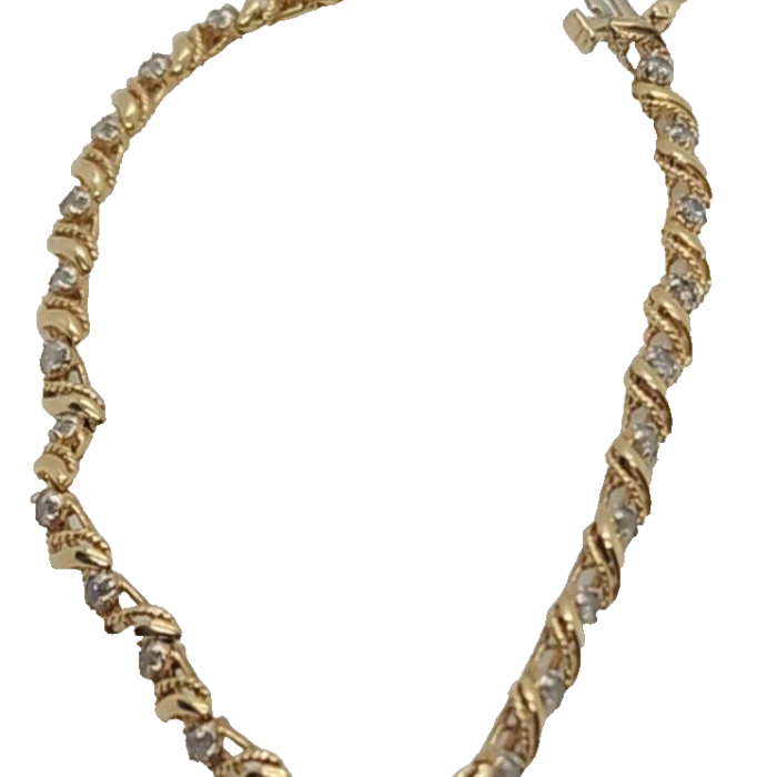 14K Yellow Gold Elegant Bracelet Diamonds Length 7 Inch