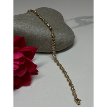 14K YELLOW GOLD ELEGANT BRACELET DIAMONDS LENGTH 7 inch