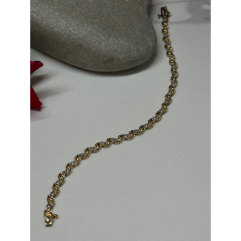 14K YELLOW GOLD ELEGANT BRACELET DIAMONDS LENGTH 7 inch