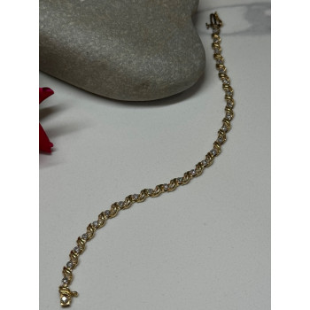 14K YELLOW GOLD ELEGANT BRACELET DIAMONDS LENGTH 7 inch