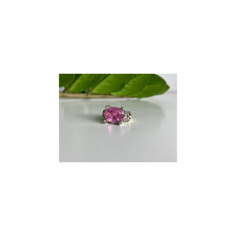 925 Sterling Silver Pink CZ Ring Size 8