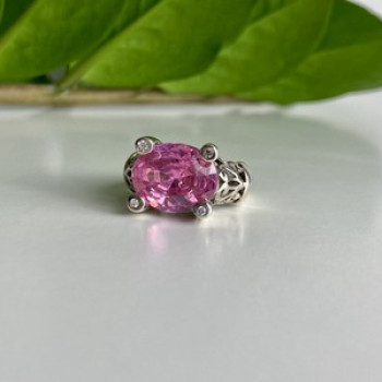 925 Sterling Silver Pink CZ Ring Size 8
