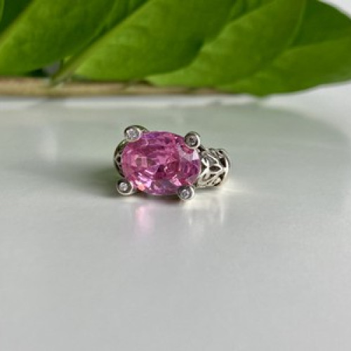 925 Sterling Silver Pink CZ Ring Size 8