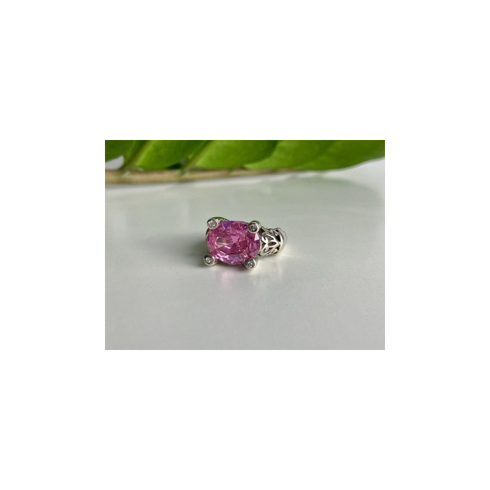 925 Sterling Silver Pink CZ Ring Size 8