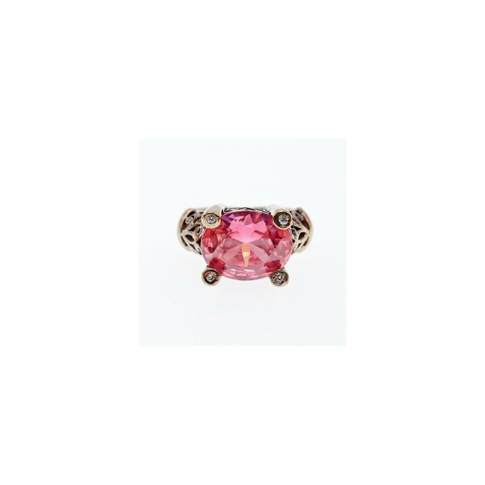 925 Sterling Silver Pink CZ Ring Size 8
