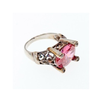 925 Sterling Silver Pink CZ Ring Size 8