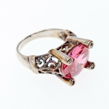 925 Sterling Silver Pink CZ Ring Size 8