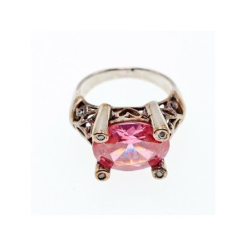 925 Sterling Silver Pink CZ Ring Size 8