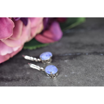 925 Sterling Silver Purple Agate Earrings