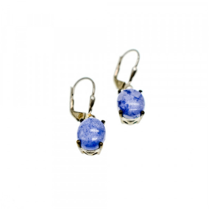 925 Sterling Silver Purple Agate Earrings