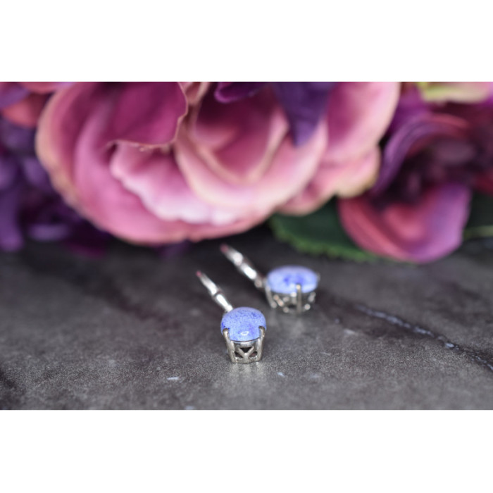 925 Sterling Silver Purple Agate Earrings