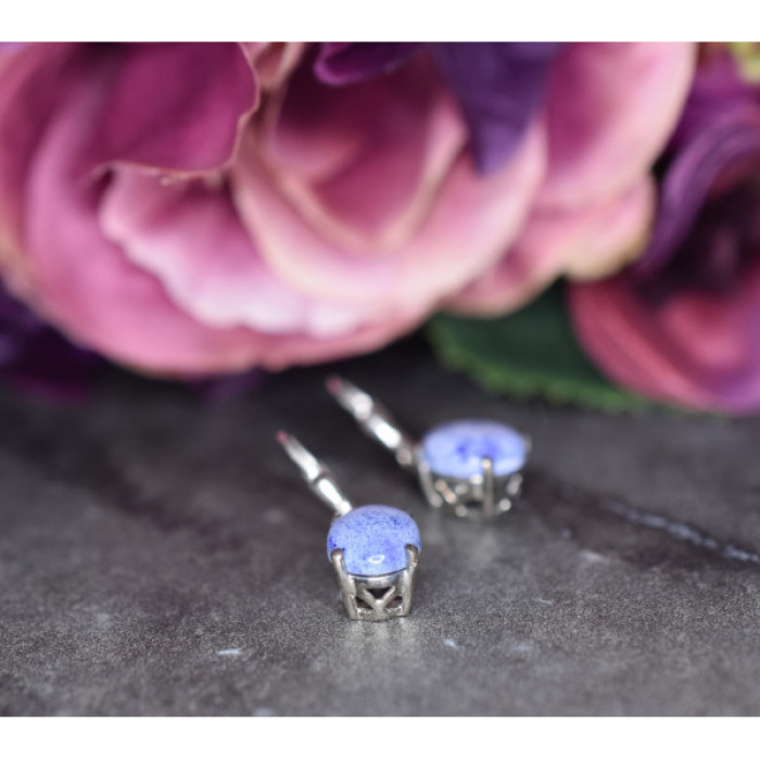925 Sterling Silver Purple Agate Earrings