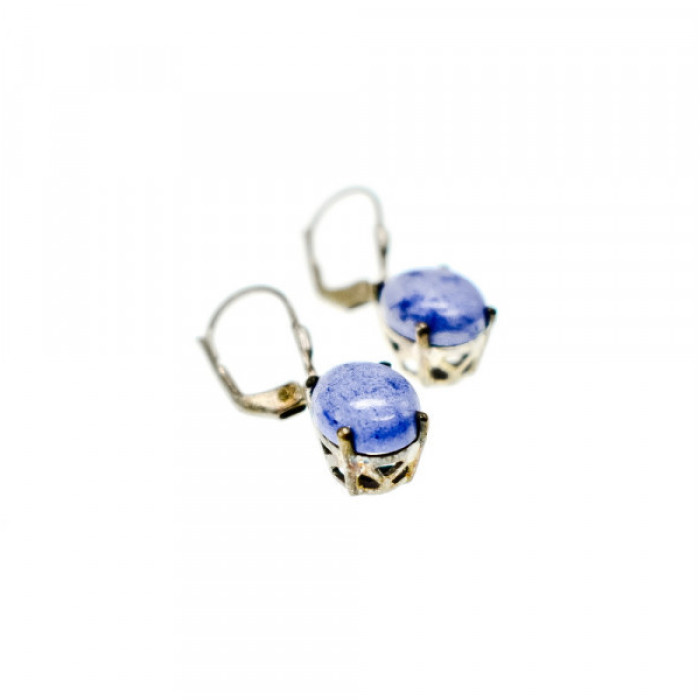 925 Sterling Silver Purple Agate Earrings