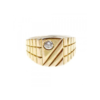 925 STERLING SILVER GOLD PLATED CZ MEN'S RING SIZE 12