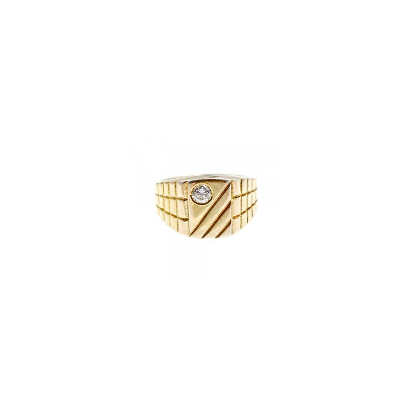 925 STERLING SILVER GOLD PLATED CZ MEN'S RING SIZE 12