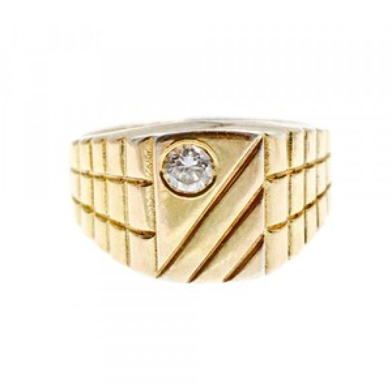 925 Sterling Silver Gold Plated CZ Men'S Ring Size 12