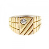 925 Sterling Silver Gold Plated CZ Men'S Ring Size 12