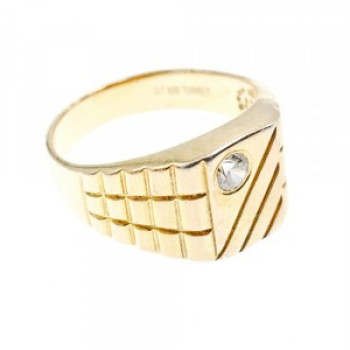 925 Sterling Silver Gold Plated CZ Men'S Ring Size 12