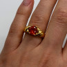 925 Sterling Silver Gold Plated Hessonite Ring Size 7
