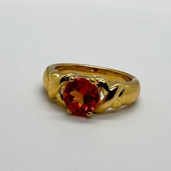 925 Sterling Silver Gold Plated Hessonite Ring Size 7