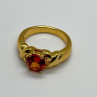 925 Sterling Silver Gold Plated Hessonite Ring Size 7