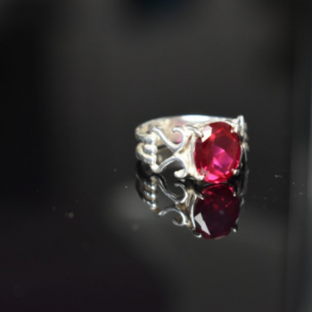 925 Sterling Silver Pink Topaz Ring Size 7