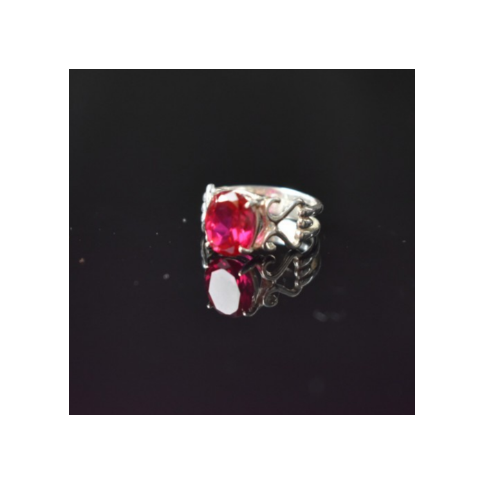 925 Sterling Silver Pink Topaz Ring Size 7