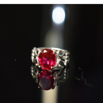 925 Sterling Silver Pink Topaz Ring Size 7