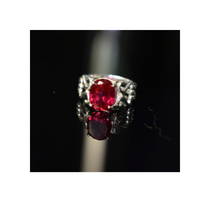 925 Sterling Silver Pink Topaz Ring Size 7