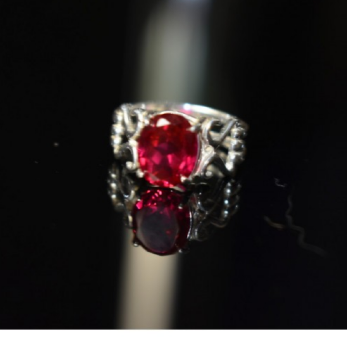925 Sterling Silver Pink Topaz Ring Size 7