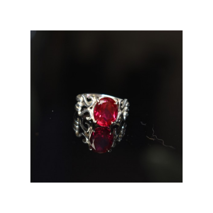 925 Sterling Silver Pink Topaz Ring Size 7