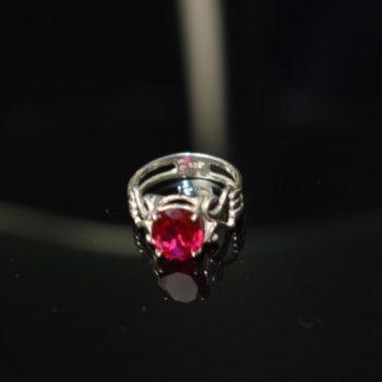 925 Sterling Silver Pink Topaz Ring Size 7